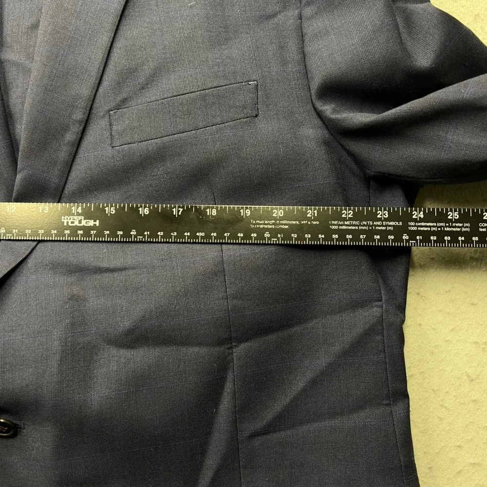 Lauren Ralph Lauren Mens Navy Blue Windowpane 2 Piece Suit Blazer Pants 40x32